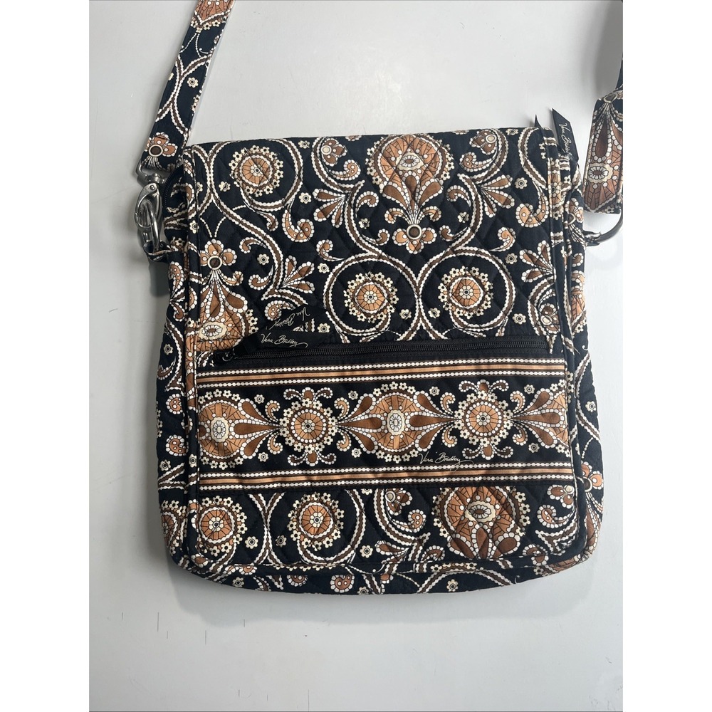 Vera Bradley Crossbody Paisley Caffe Latte Brown Black Bag Purse Flap Boho - Picture 11 of 13